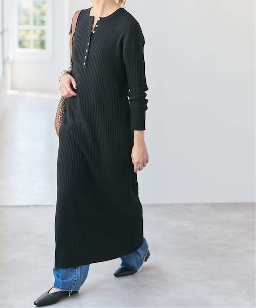 spick&span♡ヘンリーネックリブニットワンピース♡ロング 手洗い可 / 追加》ヘンリーネックリブニットワンピース（ワンピース