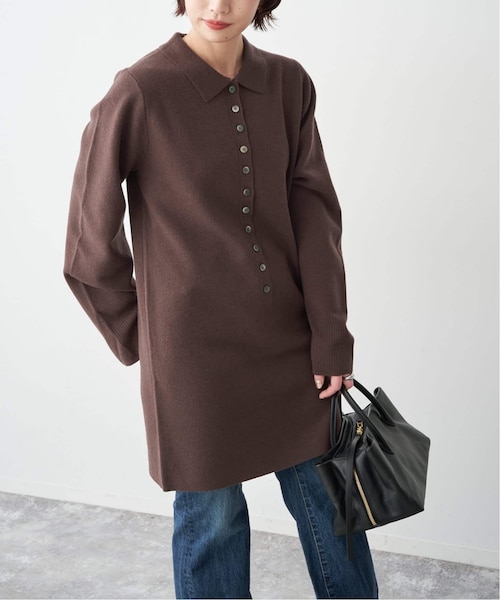 【美品】スピックアンドスパン/ポロシャツチュニックニットワンピ ポロシャツチュニックニットワンピ｜スピックアンドスパンの通販