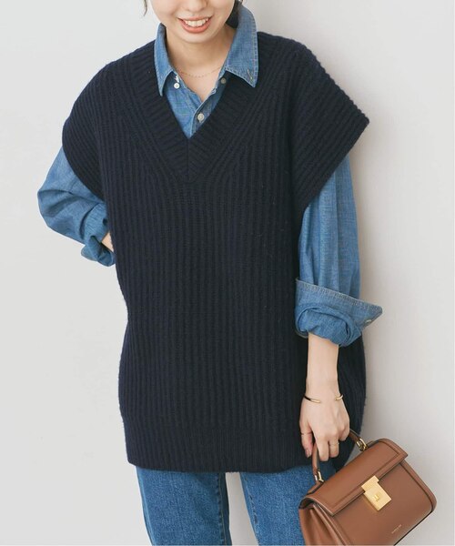 オーバーサイズVネックニットベスト オーバーサイズVネックニットベスト｜スピックアンドスパンの通販