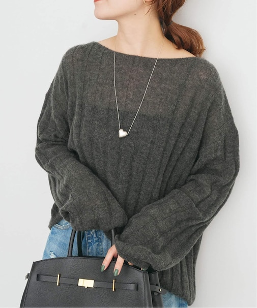 ワイドリブボードネックプルオーバー