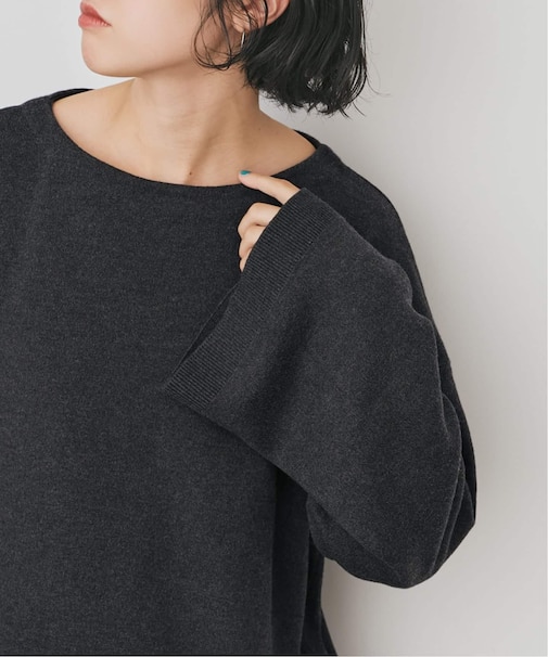 《手洗い可》スムースボートネックニット