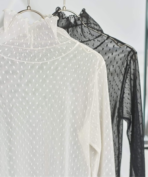 《WEB限定 / 追加4》ドットチュールハイネックプルオーバー