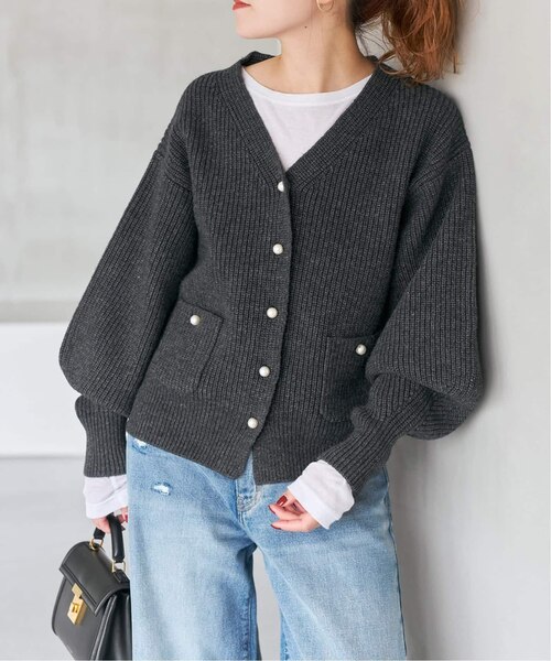 スピックアンドスパン　パール畦ニット カーディガン WEB限定》パール畦ニットカーディガン｜スピックアンドスパンの通販