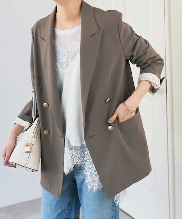 《新色有り / 追加》プレーンウィーブダブルブレストジャケット