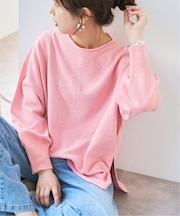 バルキーヤーンルーズボートネックニット