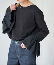 フリルスリーブクルーネックTEE