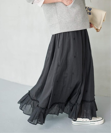 《一部店舗+WEB限定》ドットエンブロイダリースカート