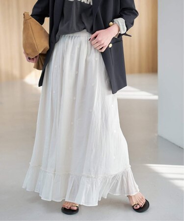 《一部店舗+WEB限定》ドットエンブロイダリースカート