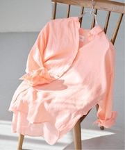 《ゆったりサイズ》追加 80リネンカシュクール ビッグシャツ