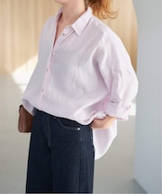 《ゆったりサイズ》追加 80リネンカシュクール ビッグシャツ