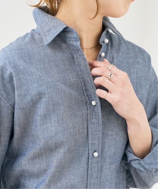 コットンパールボタンシャツ