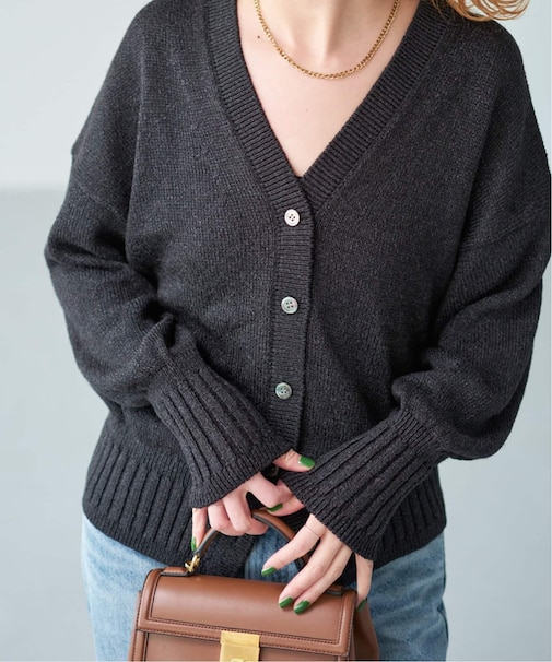 《追加》レーヨンペーパーヤーンVネックカーディガン