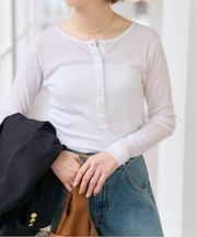 シアーヘンリーネックTシャツ
