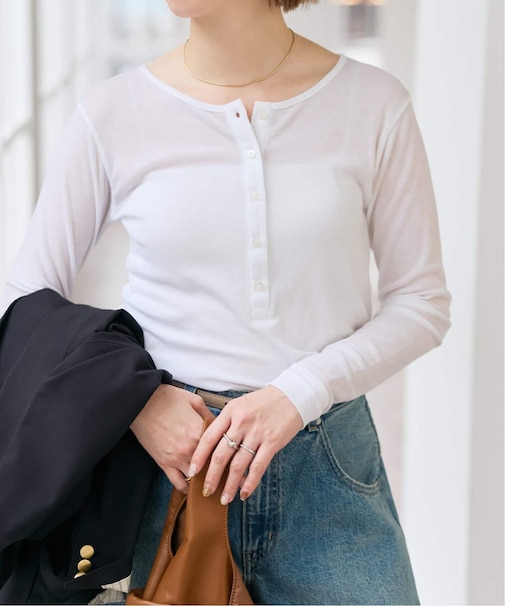 シアーヘンリーネックTシャツ