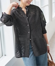 スタンドカラーレースシャツ