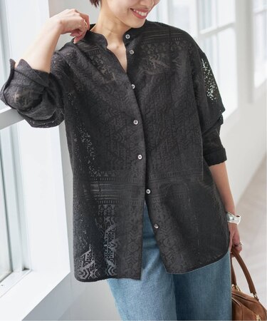 スタンドカラーレースシャツ