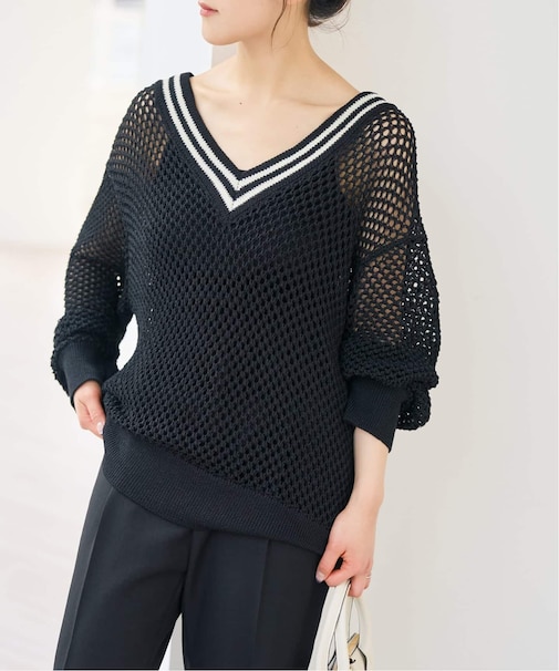 Vネックチルデンニット