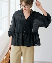 《WEB限定》ドビードットフリルリボンブラウス