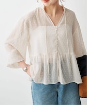 《WEB限定》ドビードットフリルリボンブラウス