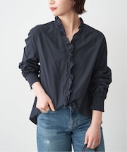 フリルVネックブラウス