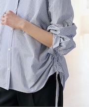 サイドドロストスタンドカラーブラウス