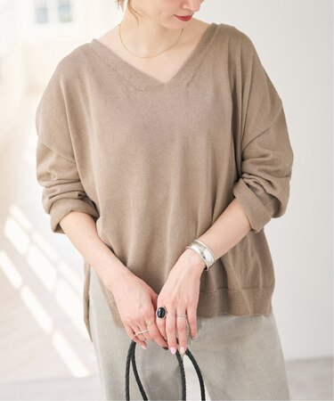 ペーパーヤーンVネックルーズプルオーバー