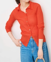 シアーポロシャツカーディガン