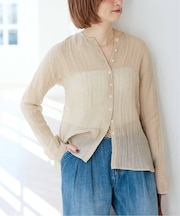 クレープクルーネックブラウス