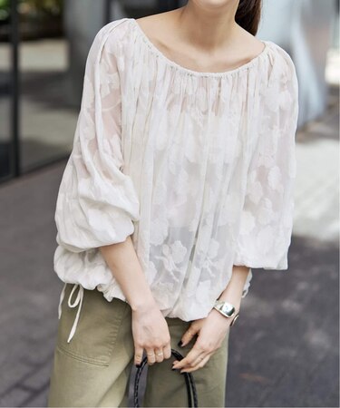 HYU フラワージャガードブラウス