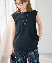 汗染み防止ファインコットンノースリTシャツ