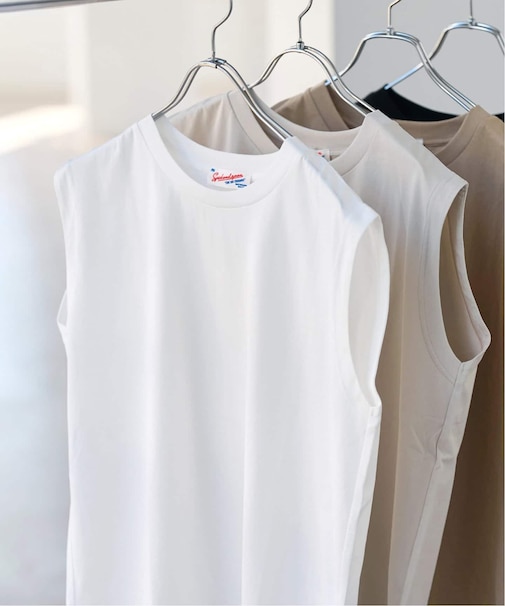 汗染み防止ファインコットンノースリTシャツ