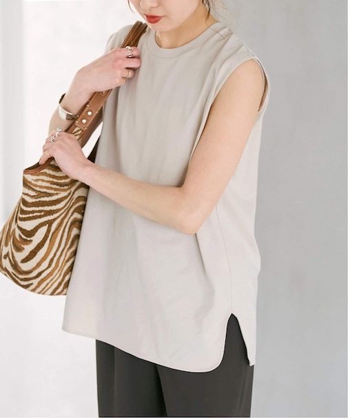 汗染み防止ファインコットンノースリTシャツ