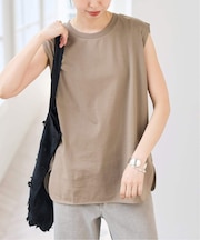 汗染み防止ファインコットンノースリTシャツ