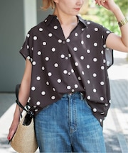 《一部店舗+WEB限定 / 追加》ドットフレンチスリーブシャツ