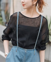 《新色有り / 追加》メッシュリネンルーズプルオーバー