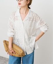 エアリーレースオープンカラーシャツ