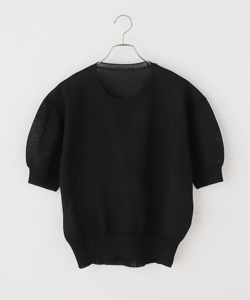 《手洗い可》シアーミラノリブパフスリーブプルオーバー