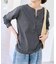リネン混ヘンリーネックTシャツ