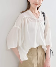 シルキーシフォンギャザーブラウス