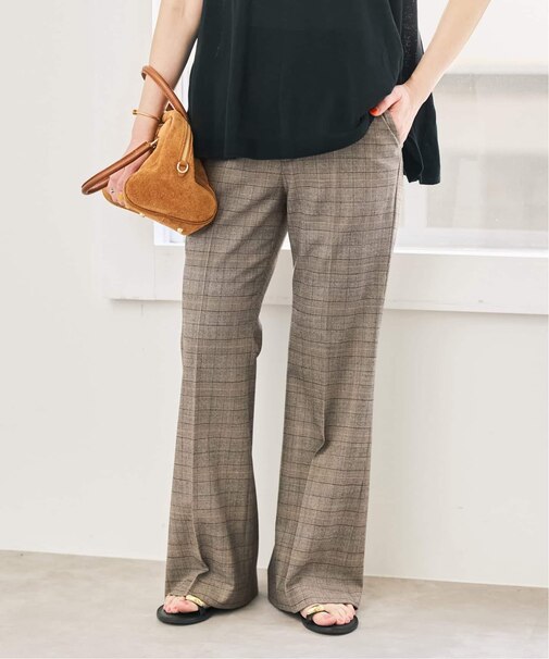 《セットアップ可》ウールブレンドグレンチェックパンツ