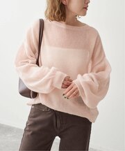 ルーズモヘヤパフスリーブニット