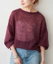 ルーズモヘヤパフスリーブニット