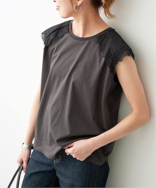 レースコンビフレンチスリーブTシャツ