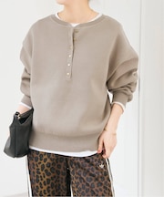 《WEB限定カラー有り / 追加》メタルボタンヘンリーネックニット