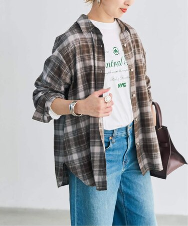 メタルボタンオンブレーチェックシャツ
