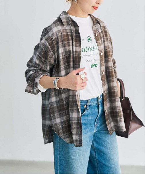 メタルボタンオンブレーチェックシャツ