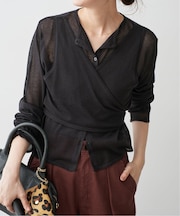 kiehtova /キエトヴァ LAYERED SHEER CROSS CARDIGAN カーディガン