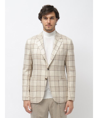 【IZG】ウールシルク チェックジャケット