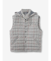 グレンチェック フーデッドベスト