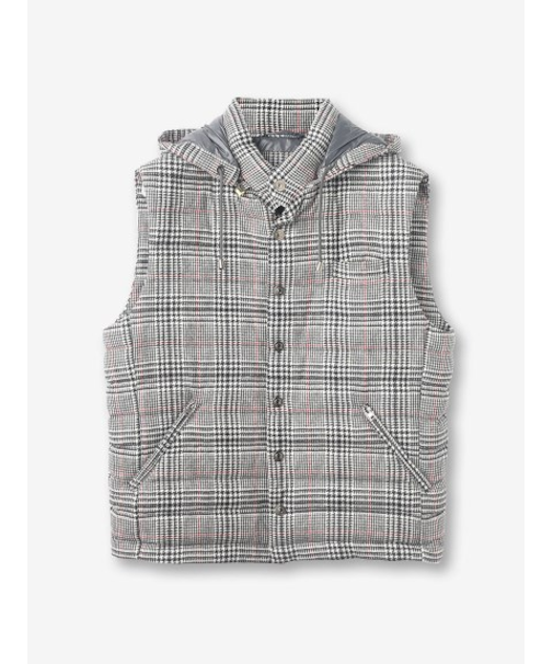 グレンチェック フーデッドベスト